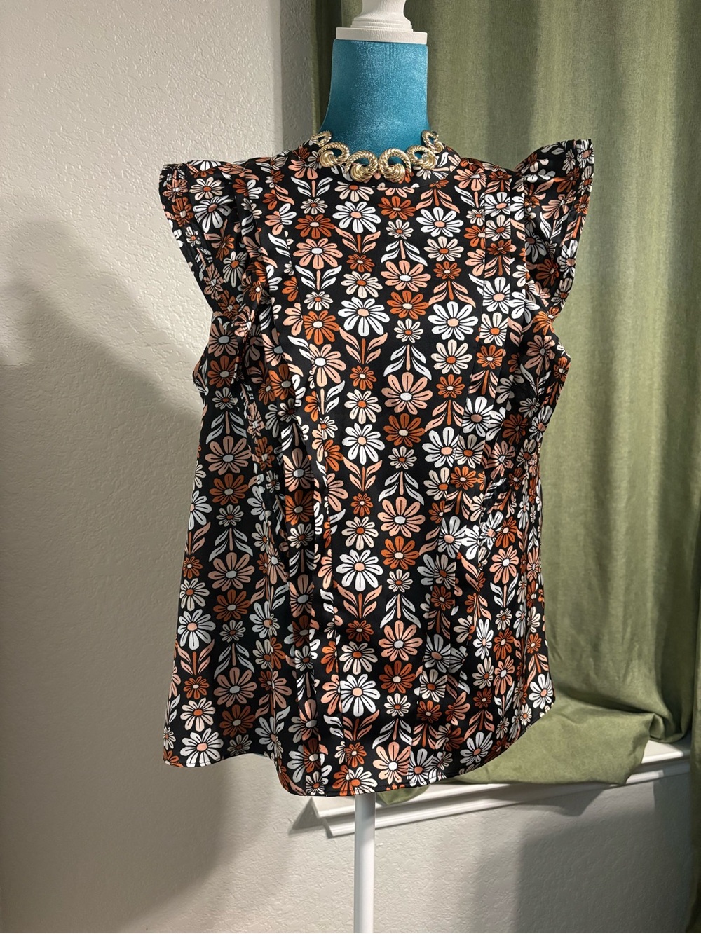Rye Grass whimsical Peasant top- Cottagecore Vibes Black, Rust & White